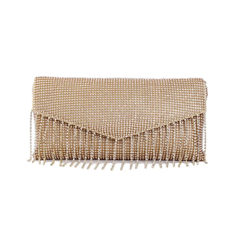 

Diamond-Encrusted Tassel Chain Clutch - Elegant Banquet Evening Purse for Formal Dresses Trendy Glitter Material Tote