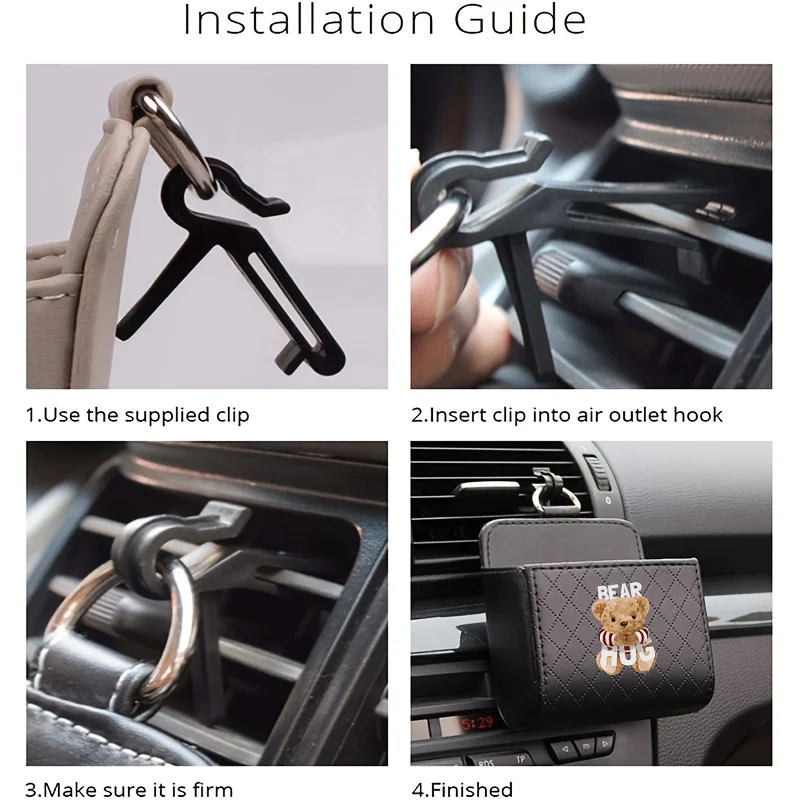 

1pc Cute Teddy Bear Car Air Vent Hanging Storage Bag Glasses Cards and Small Accessories Storage Bag