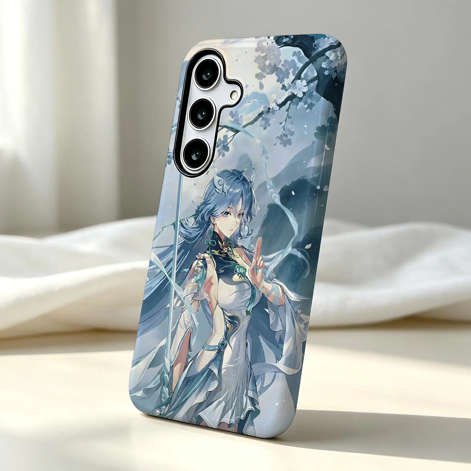 Wuthering Waves Qingxiao Phone Case For Samsung Galaxy A57 A56 A37 A27 A17 A36 A26 A55 A35 Glossy Film Phone Case