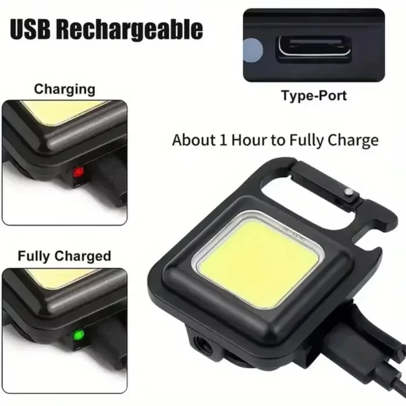 Keychain Light Convenient Carry-on Camping Multi-function COB Rechargeable Emergency Light Mini High Bright Camping Light