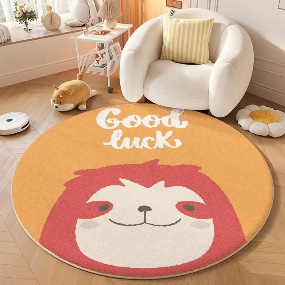 Imitation Cashmere Oval Floor Mat Household Cute Cartoon Bedside Carpet Foot Mat Soft Wear-resistant