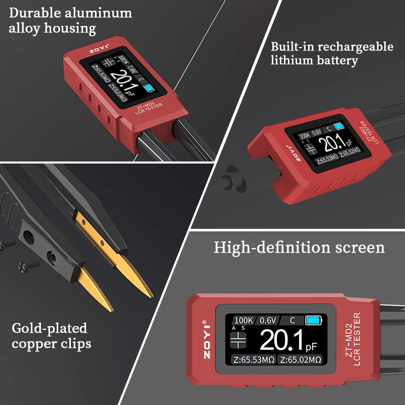 Zoyi ZT-MD2 High-Precision Handheld Tweezer Bridge Smart Auto-Identification: Voltage, Resistance, Capacitance, Inductance