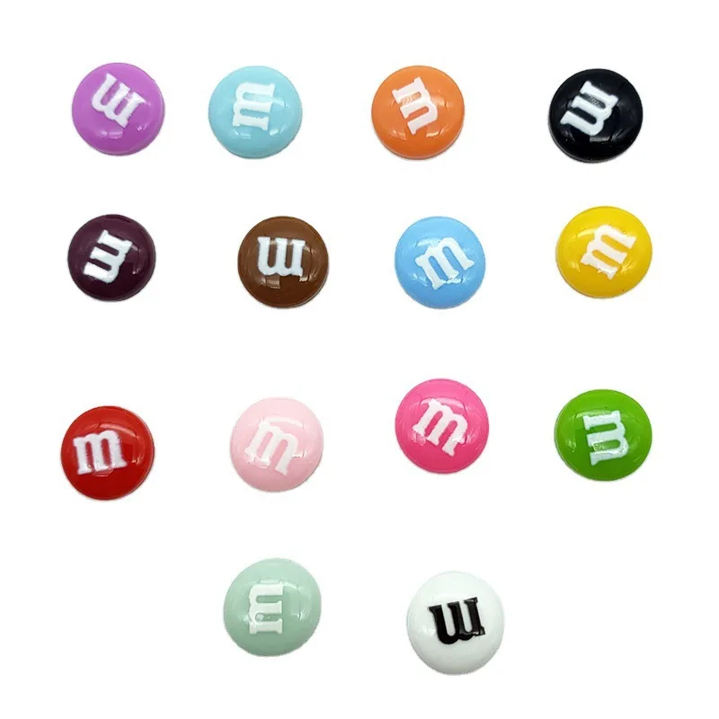 Free Shipping 100pcs Mixed 8mm Round Resin Letter M Bead Flatback Dessert Cabochons Jewelry findings / Mobile phone DIY