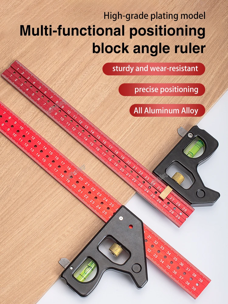 

Square Angle Ruler Al alloy Scribe Ruler 45° 90° Scribing Gauge Double-side Metric Scale for Woodworking Measuring Scribe Tool