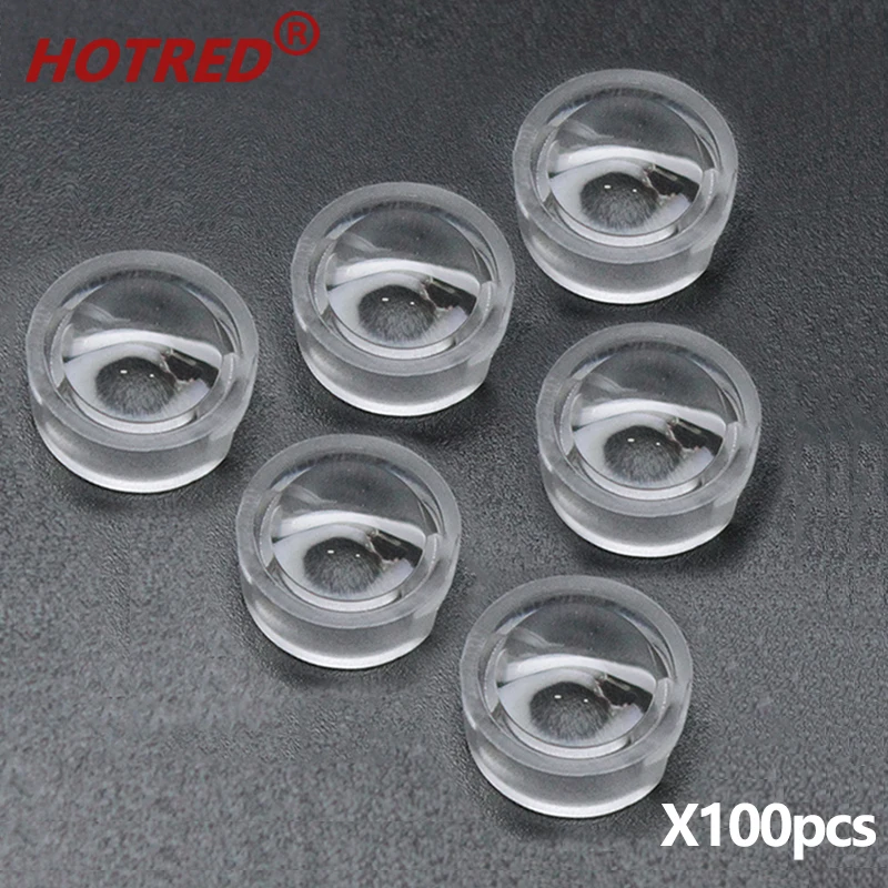 100pcs LED Lens 1W 3W 13mm 15 30 45 60 90 supporto libero a 100 gradi per ottica IR lente acrilica convessa riflettore collimatore