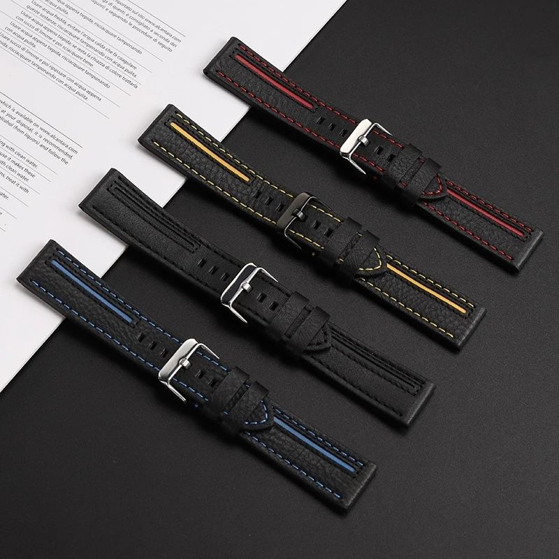 High Quality Cowhide Watch Strap For Casio Edifice ECB-800/900 New EFR-303CL Leather Watchband 22mm Fashionable Dual Tone Color