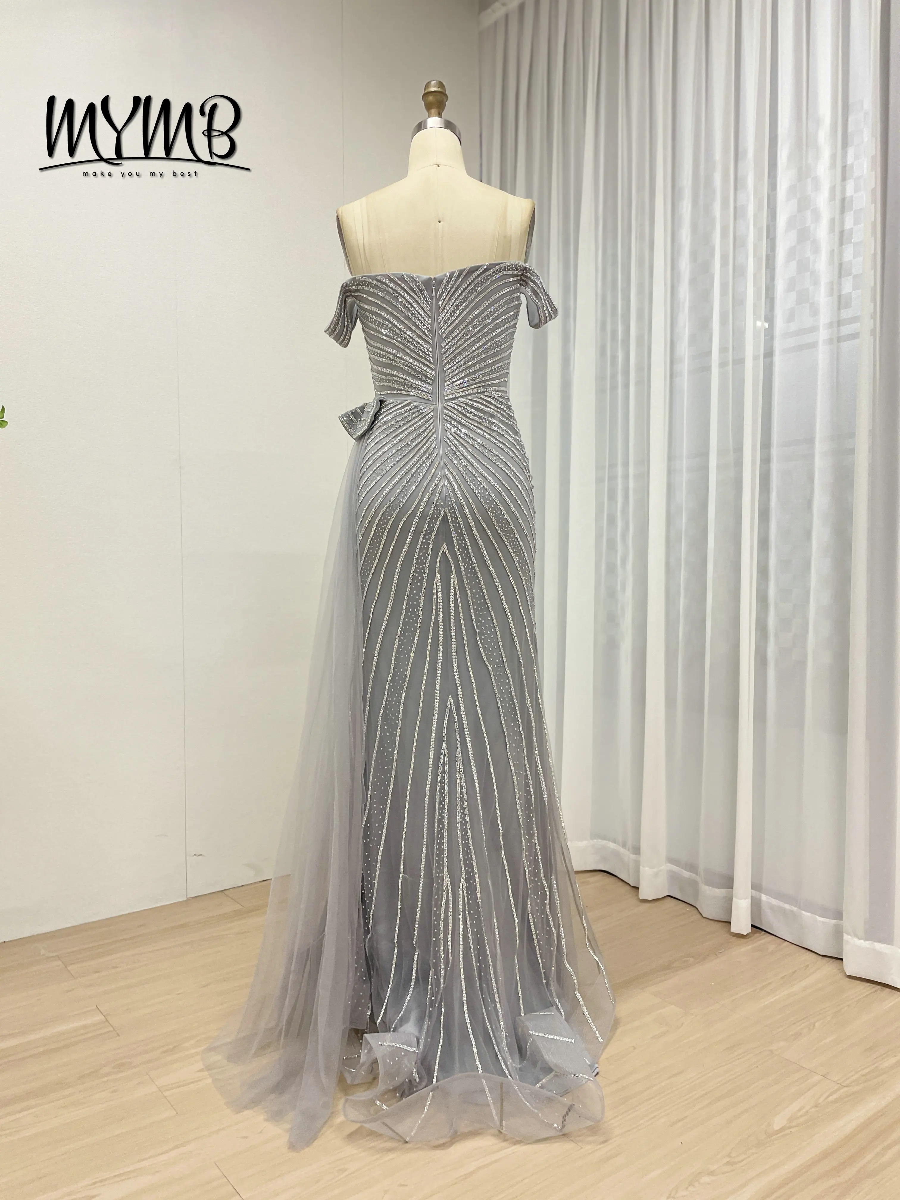 MYMB impresionante lujo hermoso Sexy abertura alta adornado con bordado de cuentas brillantes elegante falda lateral vestido de noche MB40379