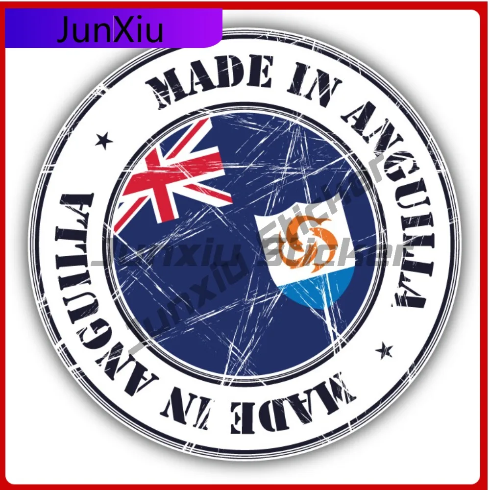 

Made In Anguilla Grunge Flag Stamp Car Decal Bumper Stickers Anime Style Laptop Use For Helmet Side Vehicle Exterior Decorati