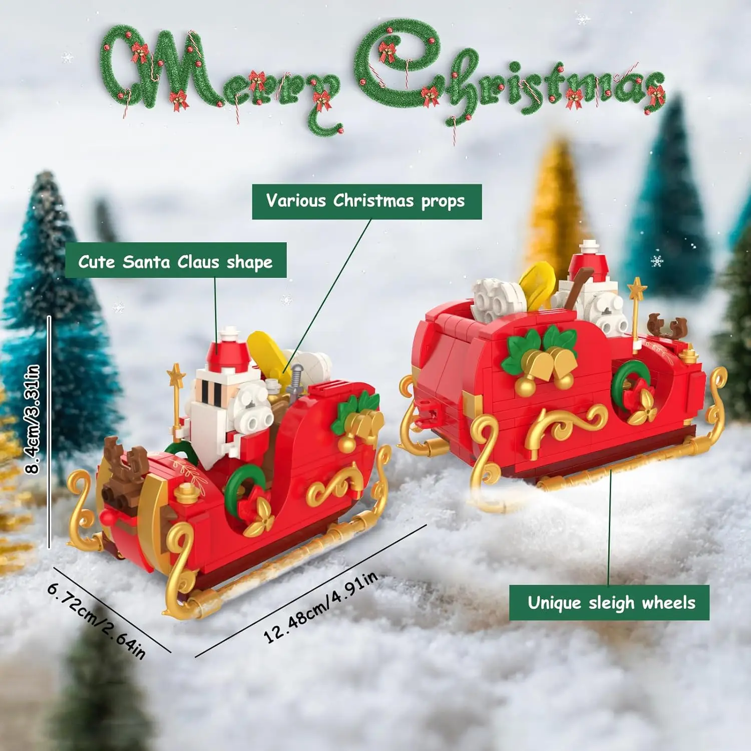 Holiday Christmas Train Building Blocks Toy Set DIY Santa Claus Elk Red Hat Building Blocks Home Decoration Children\'s Gifts