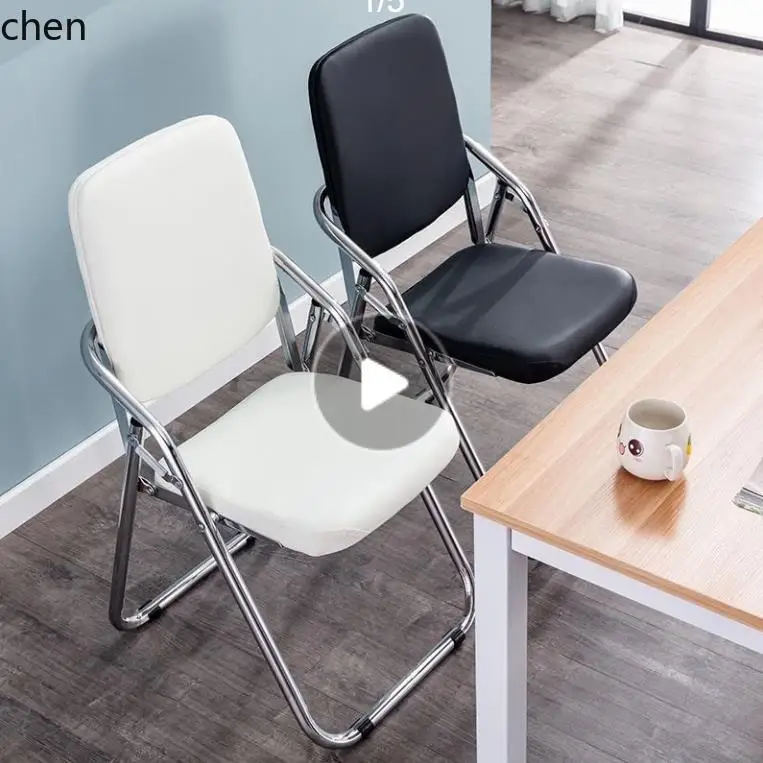 Hxl foldable dining chair backrest chair simple conference stool portable