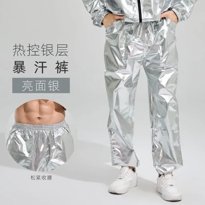 Summer Men's Top Pants Set Sweat Fitness Clothing Sport Men Sauna Suit Long Sleeve Elastic Waist Gym Weight Loss Burn Fat 5XL