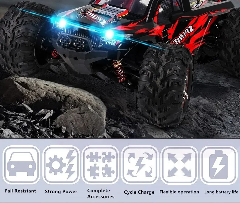 Large High Speed Brushless Off-Road Climbing Car 2.4G 4WD 70KM/H Alloy Gear Independent Shock Absorber Remote Control Toy Car