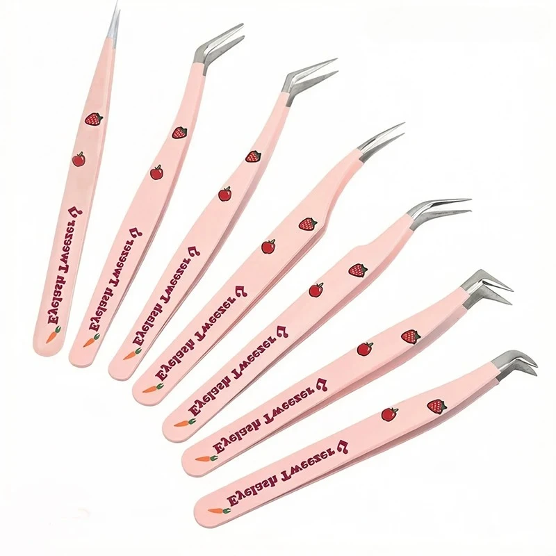 Pince à cils 3D haute précision en acier inoxydable antistatique avec embout en fibre pour extensions de cils – Outil de maquillage