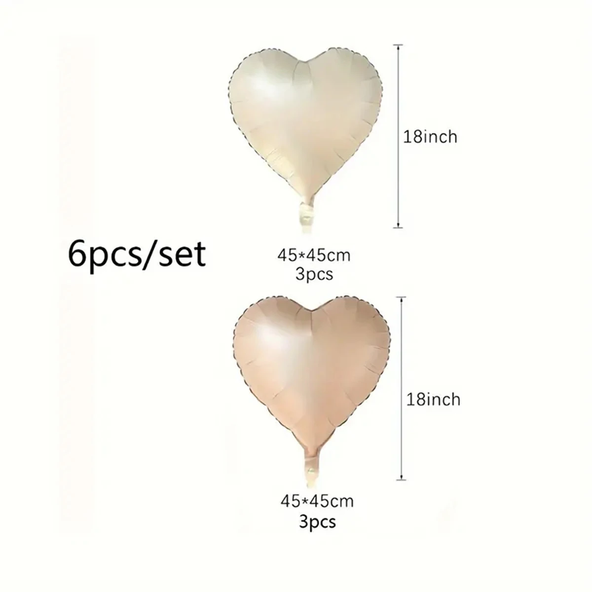 6pcs 18-inch caramel cream aluminum film love balloons Valentine's Day birthday ins style party party decoration balloons