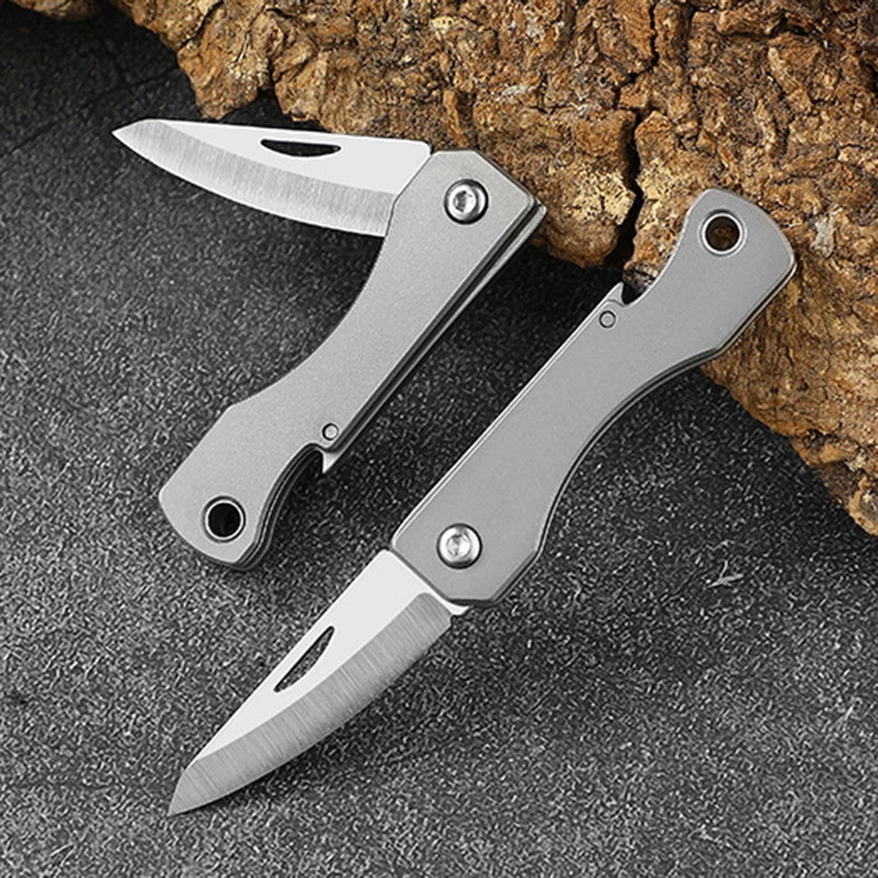 Multifunctional Sharp Titanium Alloy Folding Knife With Bottle Opener Keychain Pendant Portable Pocket Knife Self-defense Tool