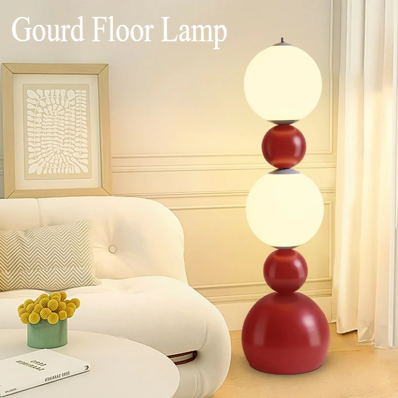 

Minimally Designed Gourd Floor Lamp Tri Color Dimming Foot Switch Home Living Room Bedroom Floor Lamp Hotel Decorative Lamp