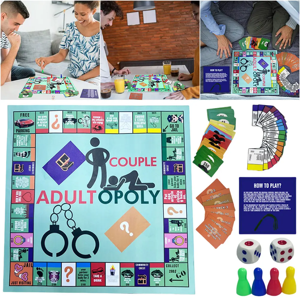 Adultopoly Board Game Couple Adult Opoly Board Game Portable Couple Game Entertainment Board Game for Boyfriend Girlfriend