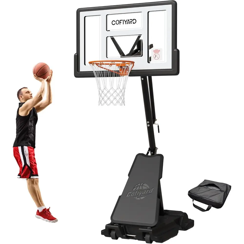 

Portable Outdoor Basketball Hoop with 44/54 Shatterproof Backboard and Adjustable Height