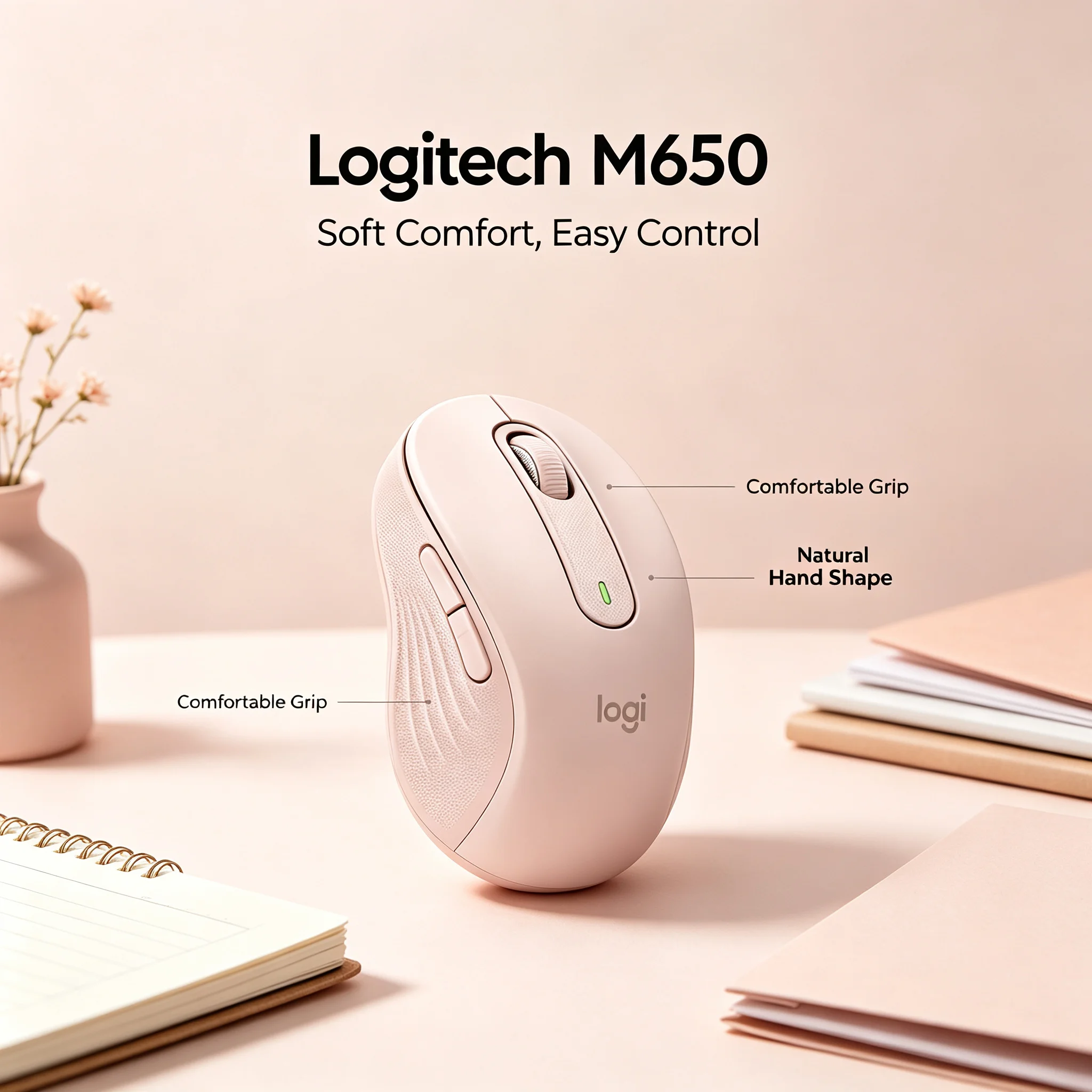 Original Logitech M650 M650 Wireless Mice Ergonomic Silent Bluetooth Long Lasting Battery Office Work