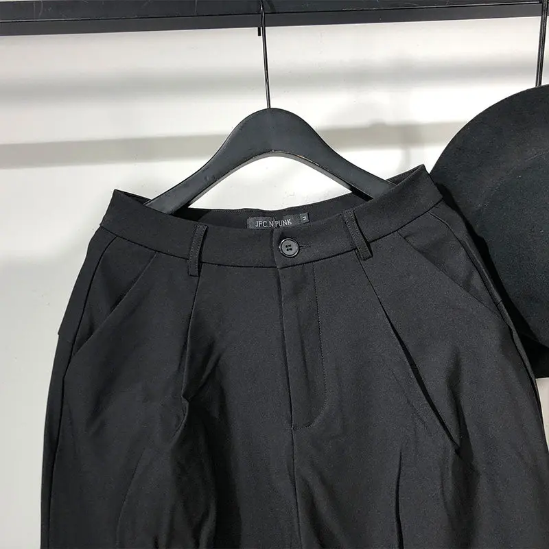 Avant-Garde Autumn Trendy Men's Dark Simple Loose Micro Ha Cargo Jogger Pants Harajuku Style All-Match Casual Tapered Pants