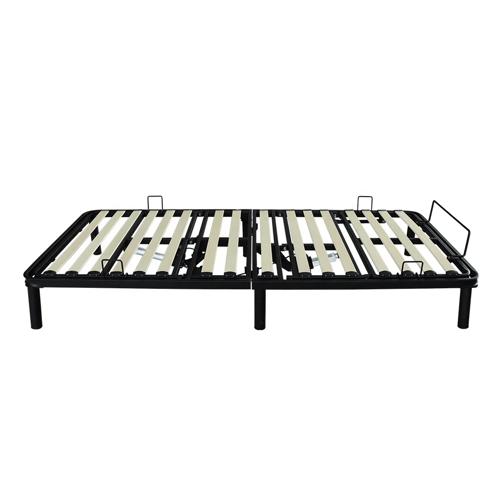 Custom adjustable remote-controlled folding stand with tilt function and slat design.