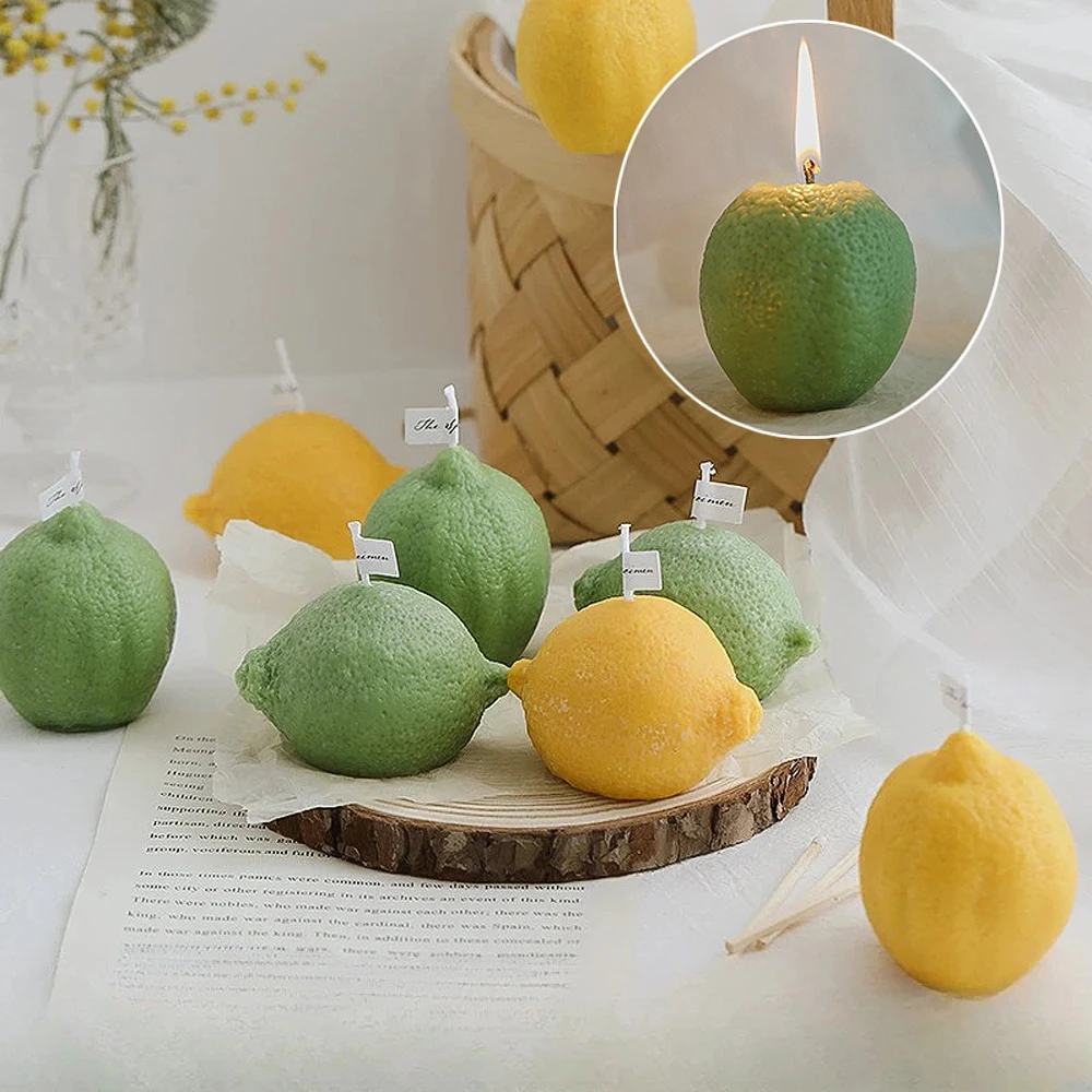 INS Decorative Fragrance Gift Lemon Candle DIY Fragrance Birthday Gift with Hand Gift Imitation Fruit Candle Scented Candles