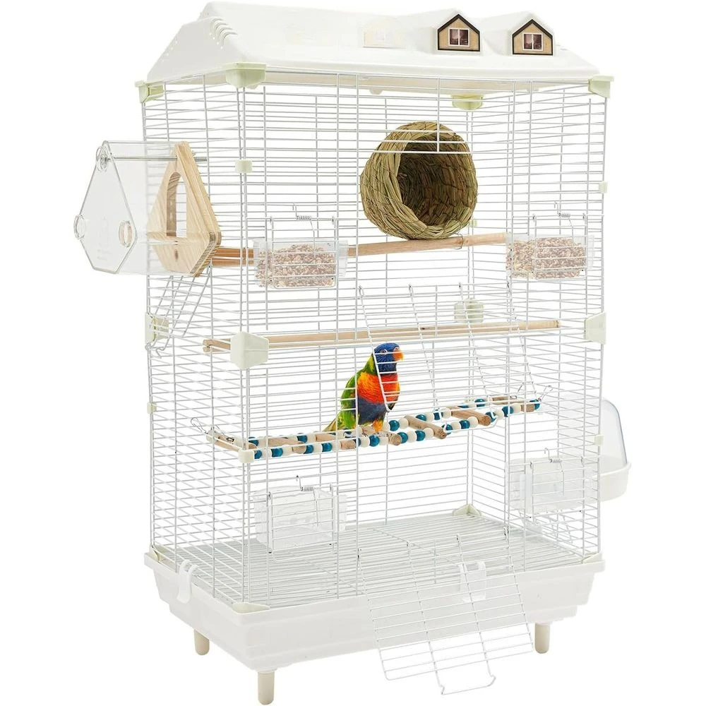

Large 2-Tier Iron Bird Cage for 4-6 Parrots with Standing Design