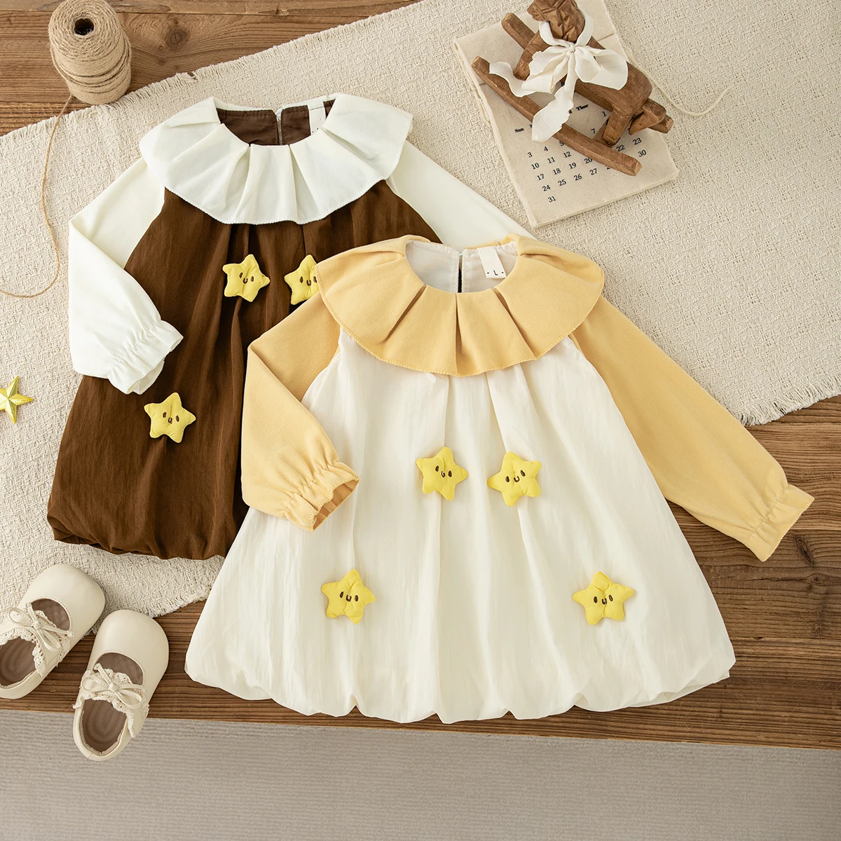 Girls' Dress Spring And Autumn Star Cotton Cute Baby Dress Sweet Princess Children's Dress Baby Girl Clothing