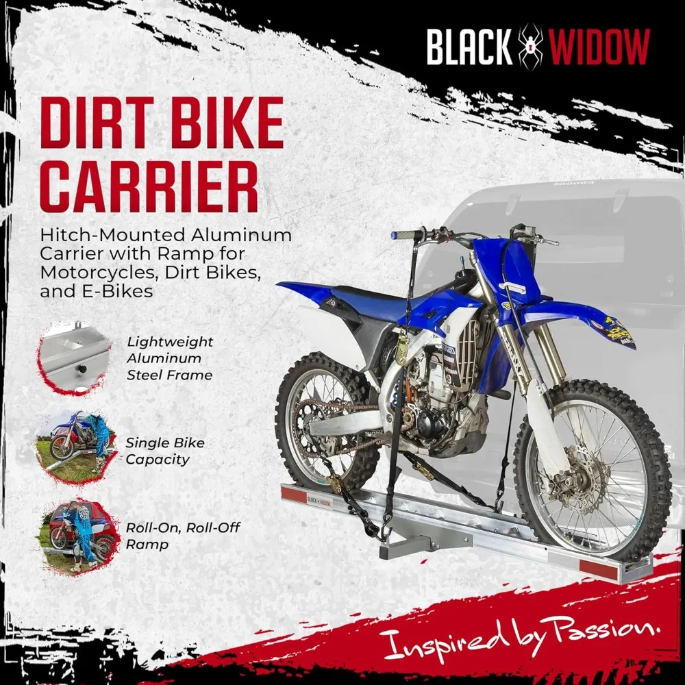 Motorcycle Hitch Carrier with Loading Ramp Lightweight Aluminum 400 lb. Capacity Anti-Rattle Included Fits 2 Receive
