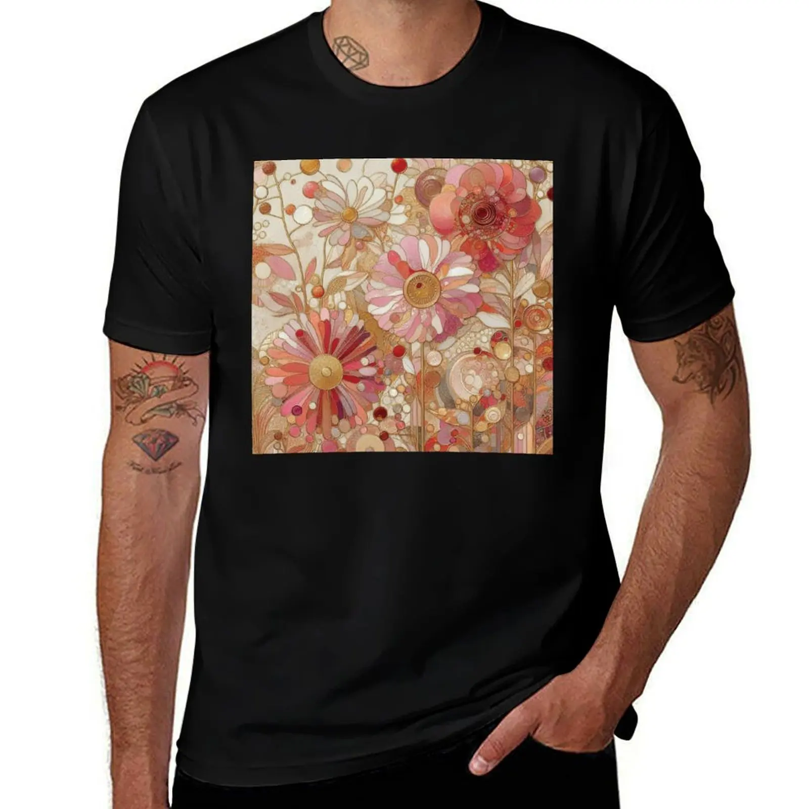 

Klimt Flower T-Shirt blacks plus size clothes anime funny gifts mens t shirt