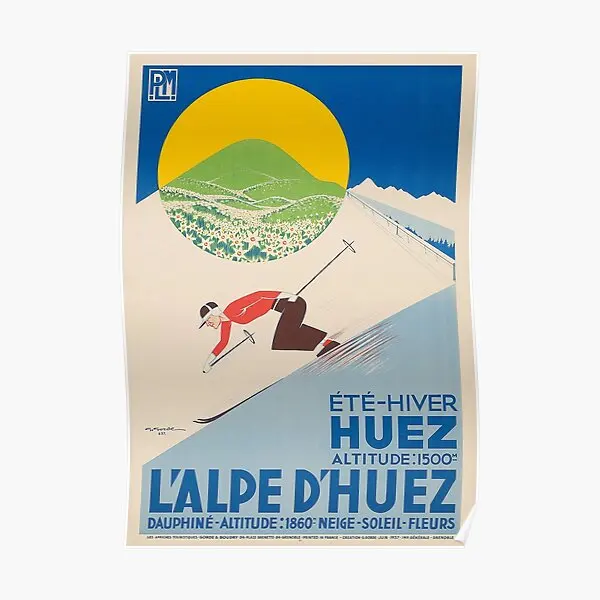 Alpe D Huez France Vintage Ski  Poster Art Home Vintage Funny Mural Decoration Room Picture Print Decor Wall Modern No Frame