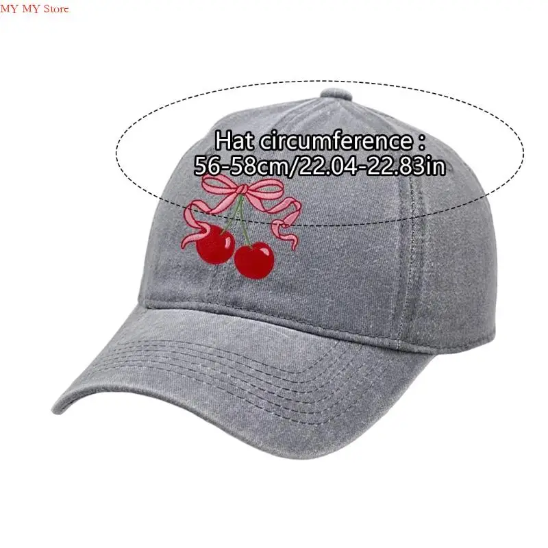 N1HE قبعة سائقي الشاحنات القطن تنفس مع الكرز Bowknot طباعة قابل للتعديل قبعات البيسبول للنساء فتاة التخييم في الهواء الطلق