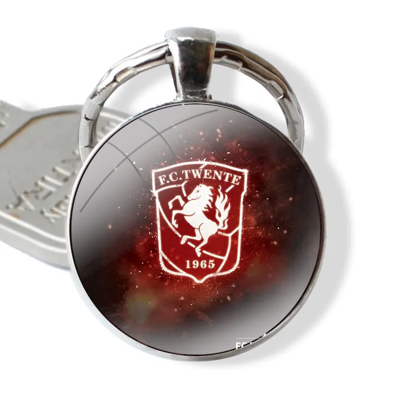 Fc Twente Keychain Handmade Glass Cabochon Key Ring Holder Pendant Key Chains