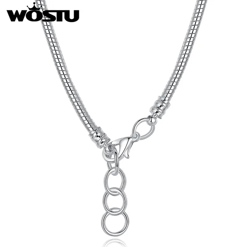 Hot Sale Authentic 45CM Silver Plated Snake Chain Necklace Fit Original Pendant Charms Beads For Women Fashion Jewelry