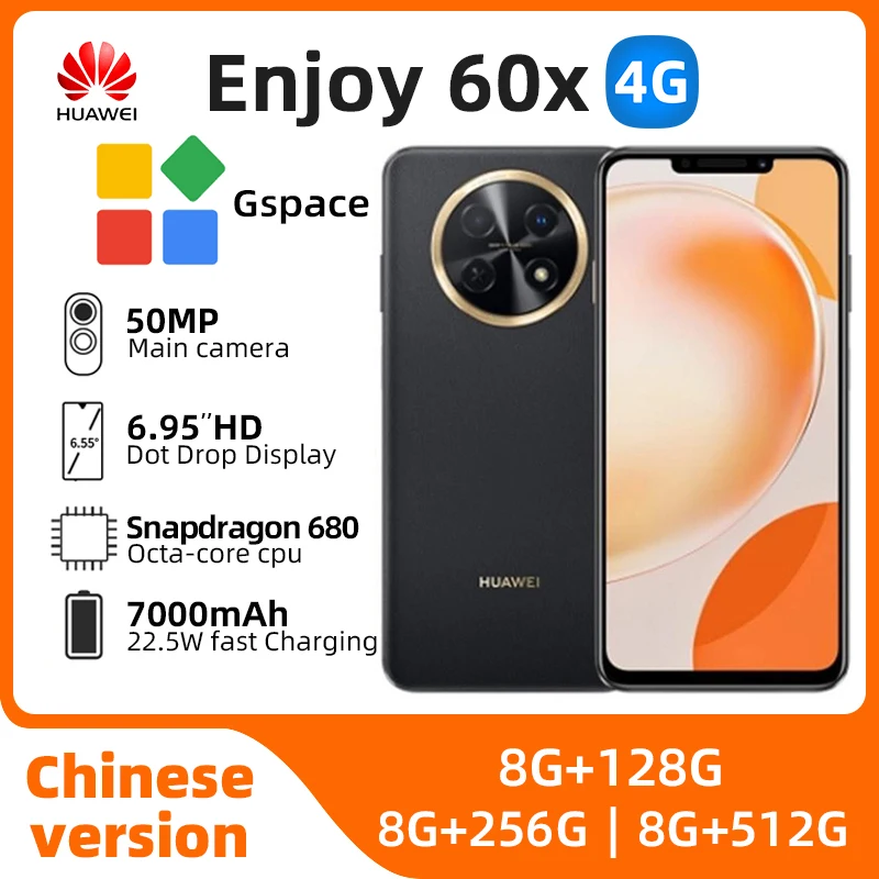 HUAWEI HarmonyOS 오리지널 휴대폰, 60X 스마트폰, 6.95 인치, 50MP 카메라, 7000mAh 배터리, 256GB ROM, 중고 휴대폰 