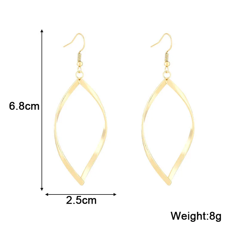 Twisted Wave Rhombus Hook Earrings for Women Gold Color Metal Wraped Geometry Pendants Hyperbole Long Hanging Earrings brincos