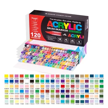 72/120 168 couleurs marqueurs acryliques stylos à brosse tissu roche peinture stylo pierre céramique verre toile bois fabrication école Art fournitures