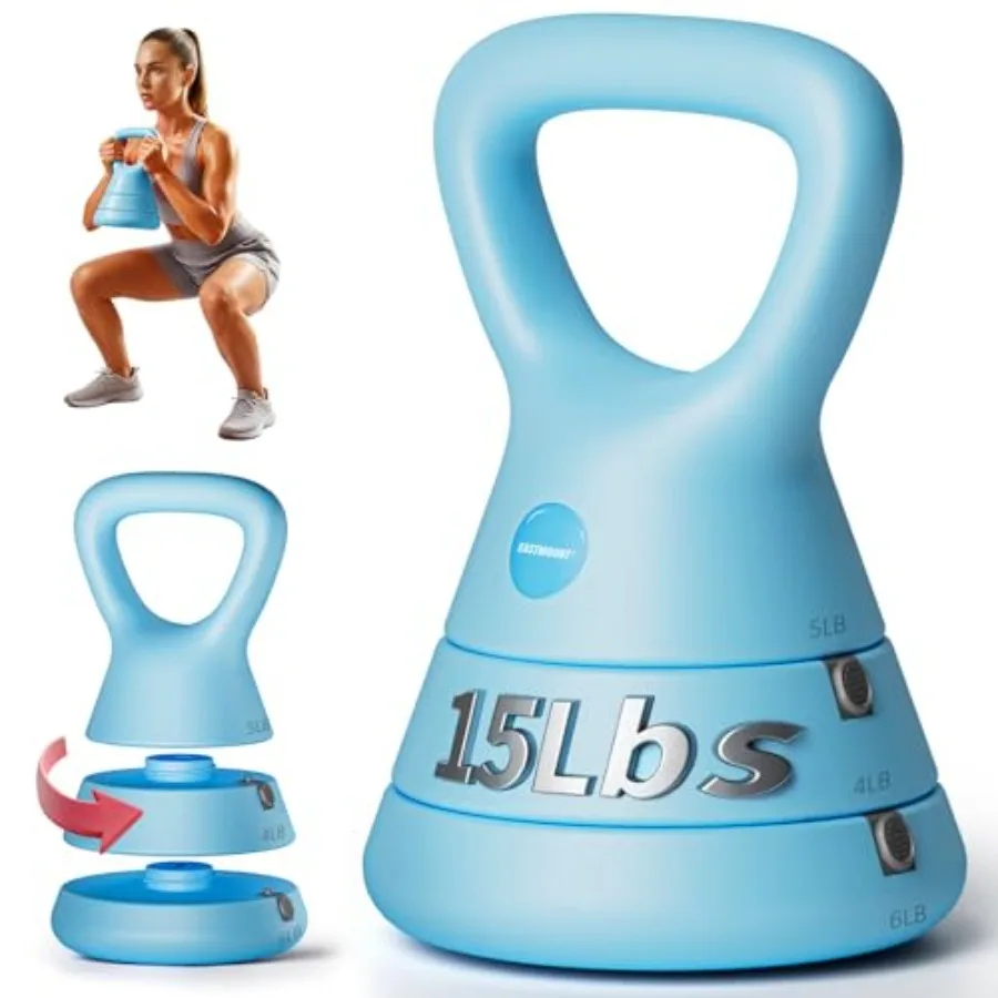 

Home Gym Use: Cast Iron Kettlebell Set in Black 15LB Adjustable 5/9/15 LB Wide Triangle Handle Wrist-Friendly Design for Full-B