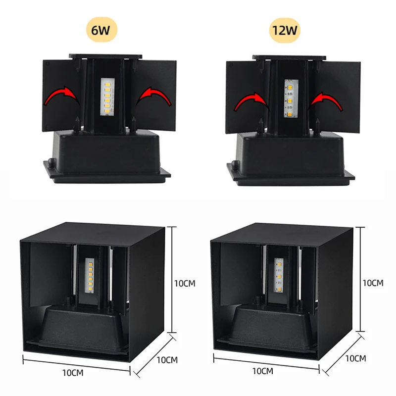Наружная светодиодная настенная лампа, светильник, IP65, алюминиевое освещение для крыльца, сада, спальни, гостиной, внутреннего освещения 6W12W