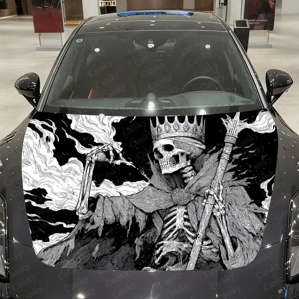 Skeleton King Car Hood Decoration Sticker, PVC Waterproof Hood Sticker, Self-adhesive Scratch Resistant Film, Suitable For Truck