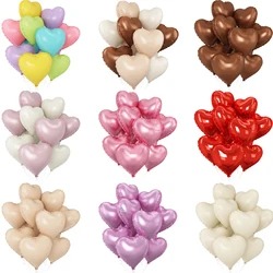 10Pcs 18 Inch Cream Chocolate  Heart Aluminum Film Balloon Set for Adult Birthday Wedding Valentine's Day Anniversary Decoration