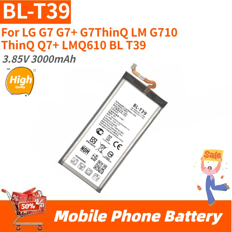 

High Quality Phone Battery BL-T39 3.85V 3000mAh For LG G7/07 ThinQ G710 Q7+ LMQ610 K40 G7 ONE0610/Prime 2 Replacement Battery