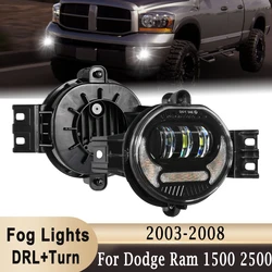 66W LED Fog Light Assembly 6600LM 6000K with White DRL+Yellow Turn Light for Dodge Ram 1500 2002-2008 Ram 2500/3500 2003-2009
