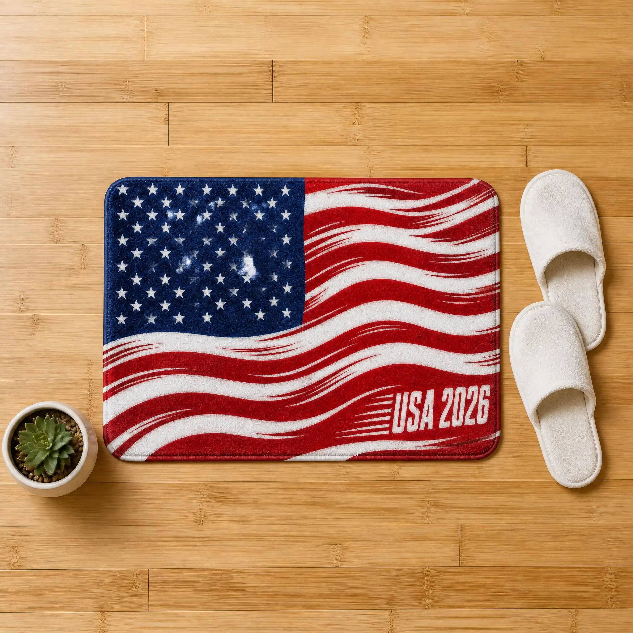 Tapis de sol à motif drapeau USA Soccer 2026, idéal pour décorer les salons et les entrées de chambres, un cadeau de vacances unique
