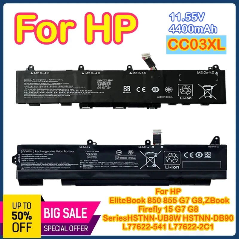 

CC03XL L77991-005 Laptop Battery fo HP EliteBook 850 855 G7 G8 ZBook Firefly 15 G7 G8 Series HSTNN-UB8W HSTNN-DB9O L77622-541