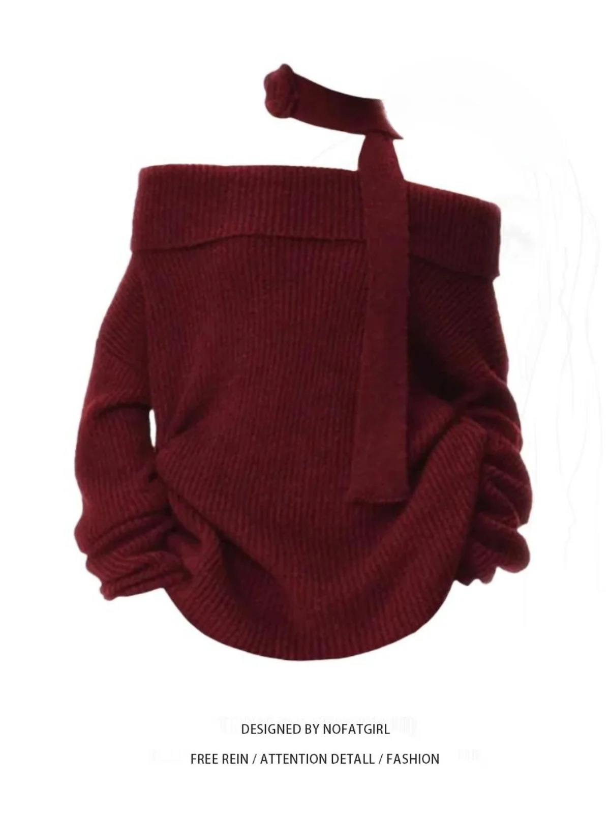 

plus Size Cisas Red New Year Robe One oulder Sweater Women's Autumn Winter New Lazy Sle oulder Exposure Top