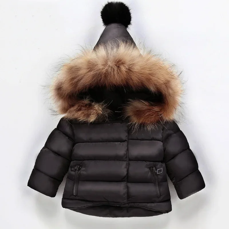 Hooded Children Outerwear Winter Warm Baby Girl Boy Down Jacket Solid Thicken Girl Boy Cotton Jacket Casual Coats Infant Clothes