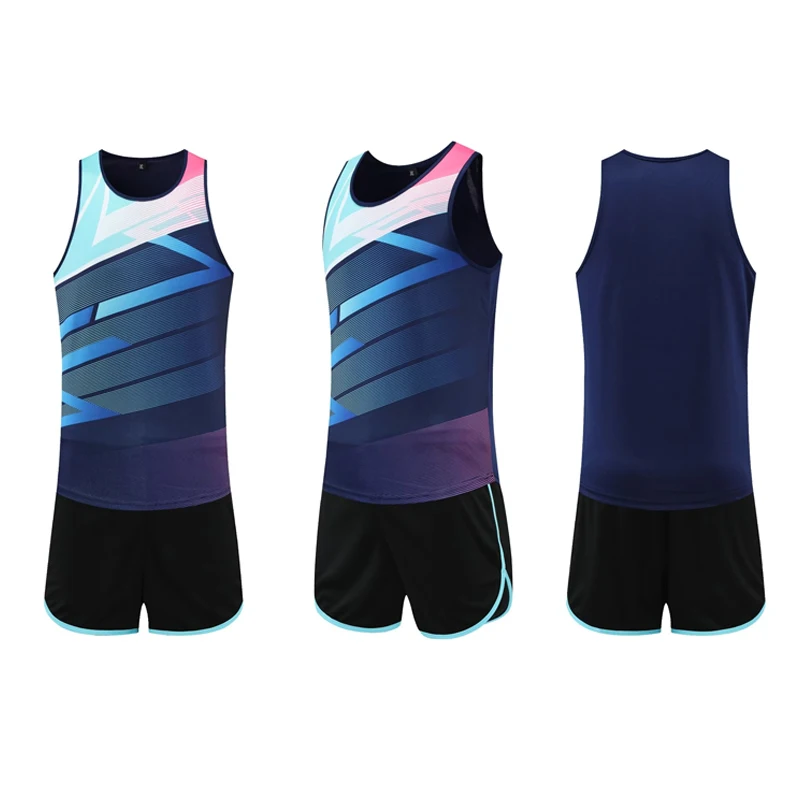 Men\'s Vest + Shorts Set Summer Breathable Casual T shirt Marathon Running 2pcs Men Women Quick-Dry Track Field Training Clothes