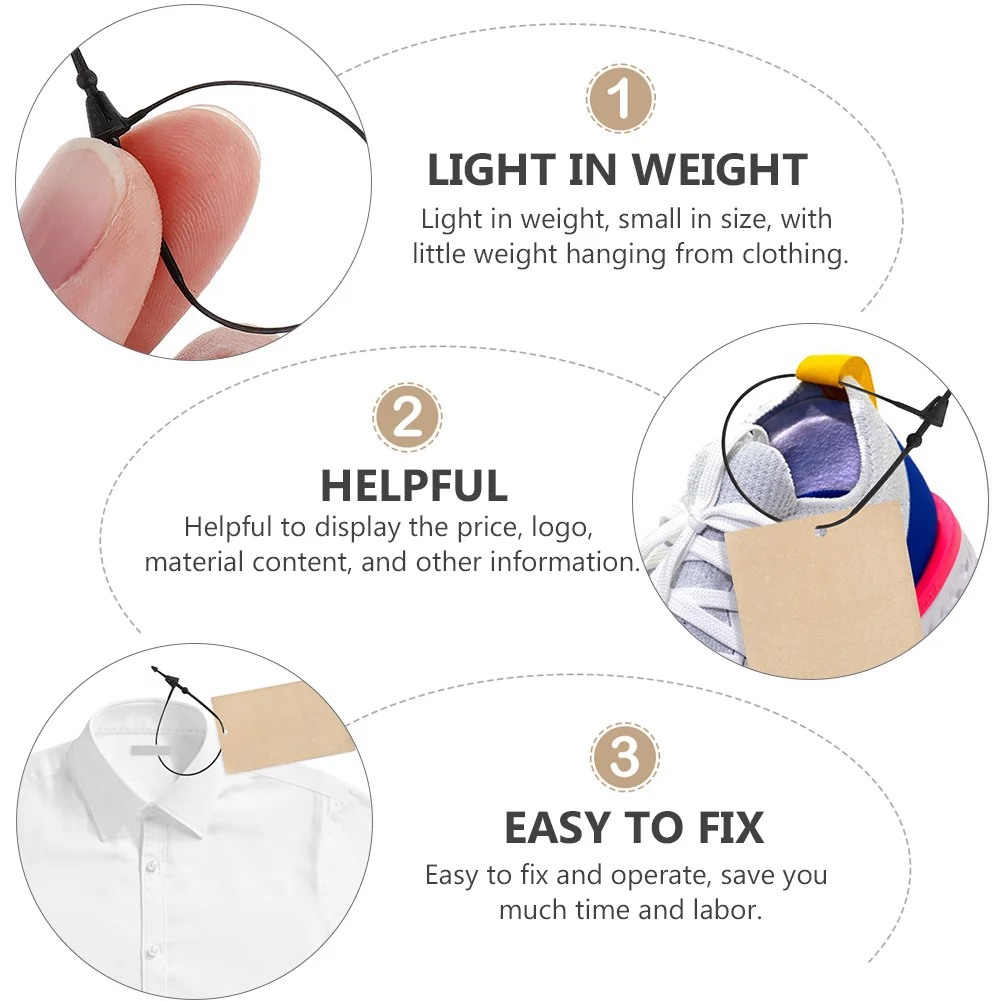 

Plastic Tag Fastener Price Loop Lock Rope Security Apparel Cord Label Loops PP Lightweight Operate Threads Snap