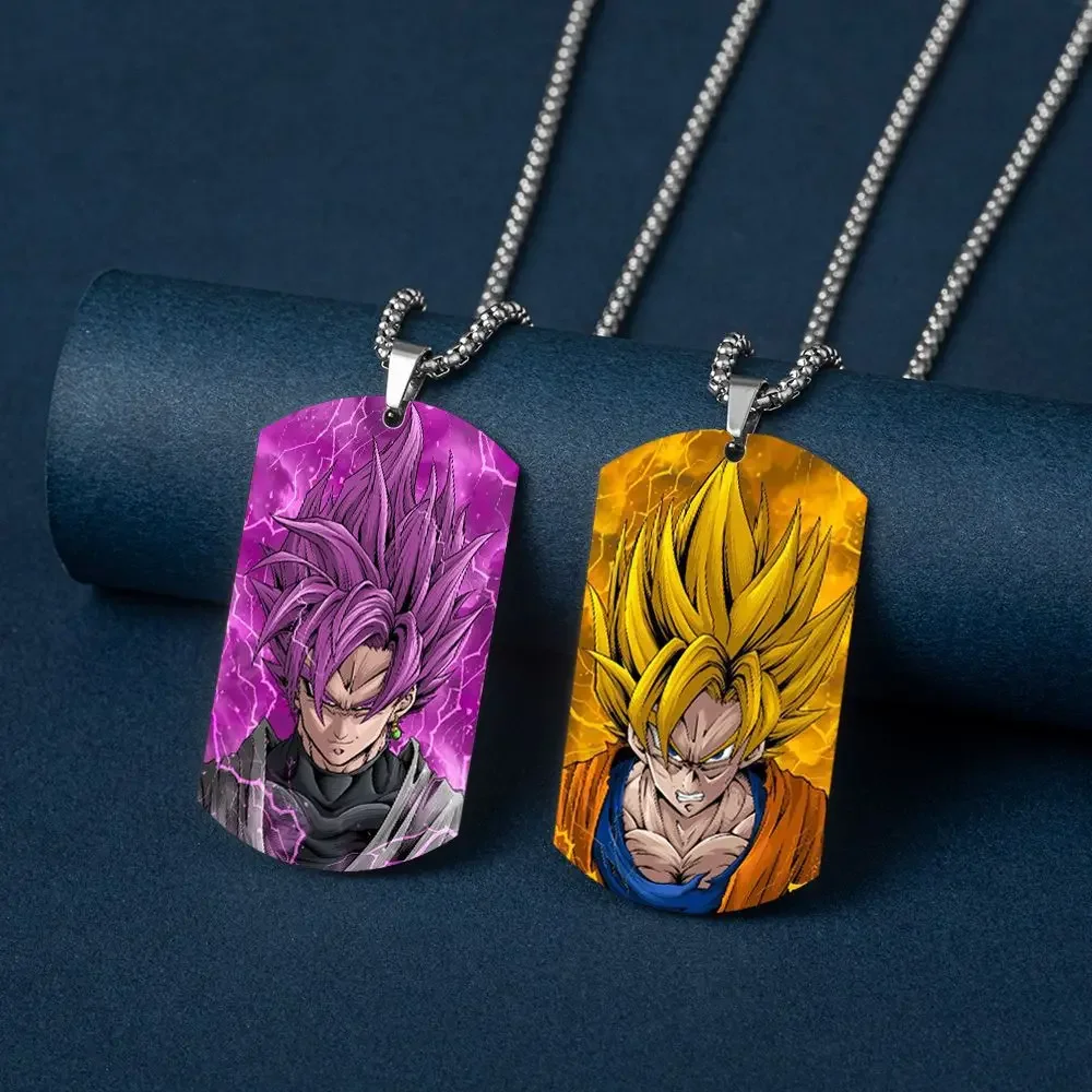 2024 Anime Dragon Ball super Saiyan Monkey King color printed stainless steel necklace festival gift